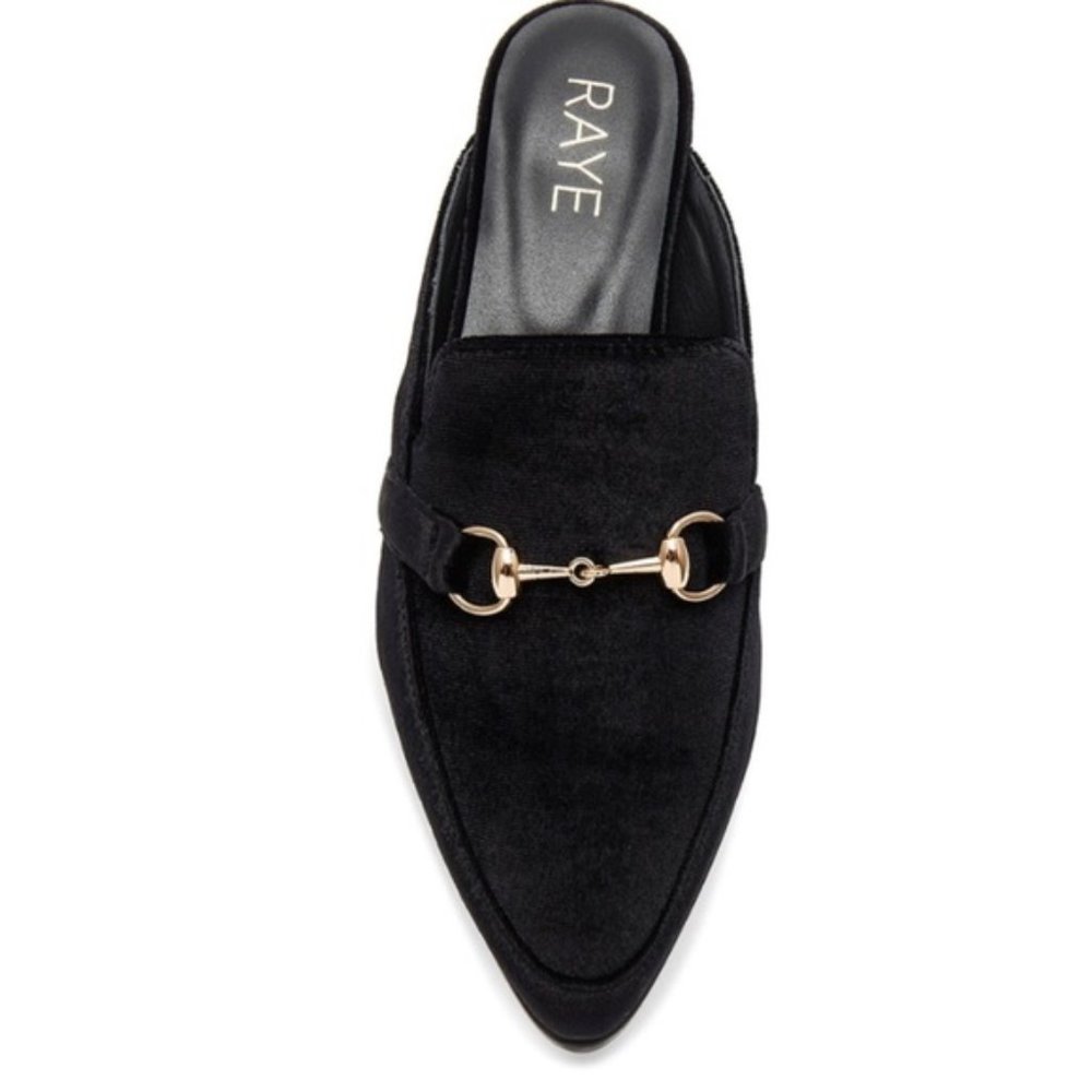 Designer Black Velvet Loafers / Flats by Raye